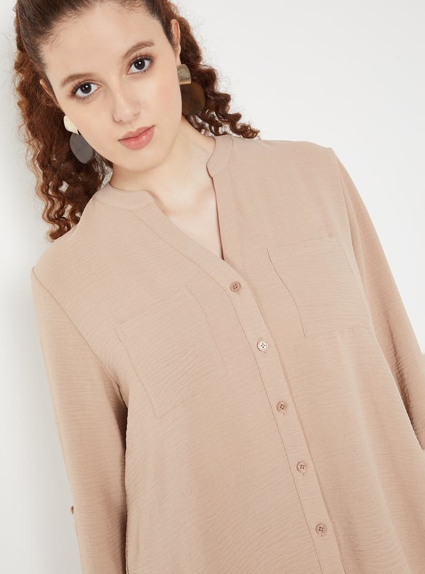 Women Textured Shirt-style Top