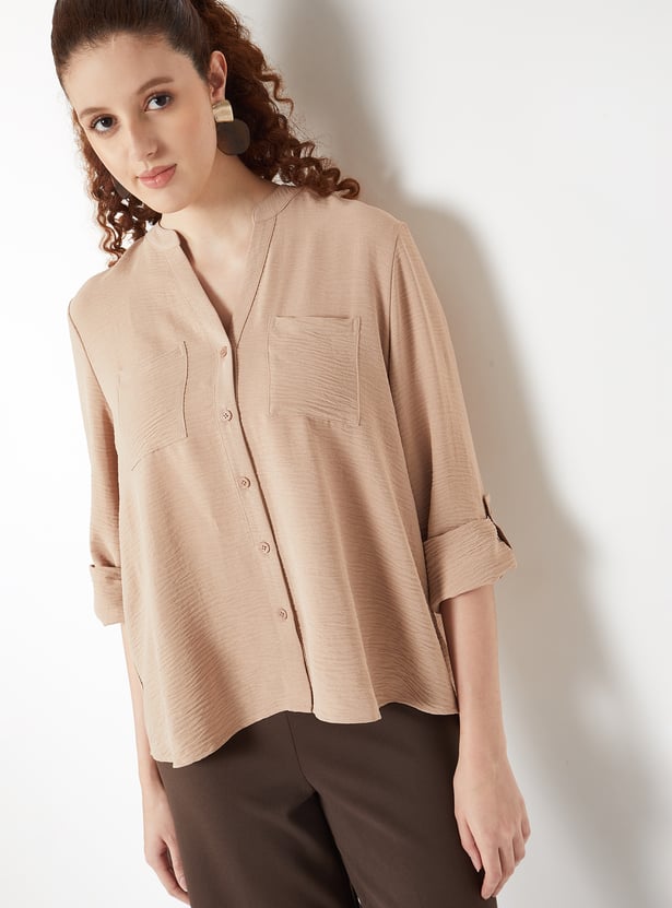 Women Textured Shirt-style Top