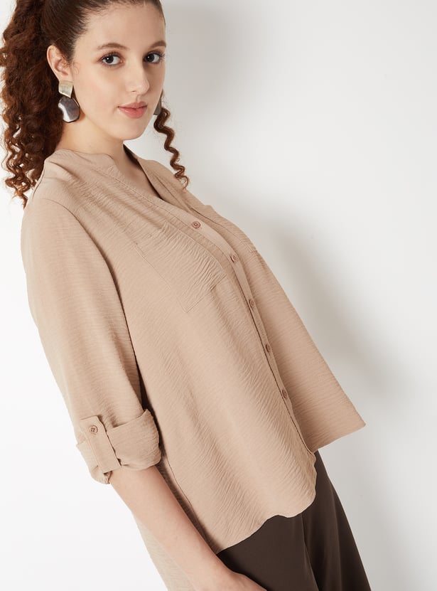 Women Textured Shirt-style Top