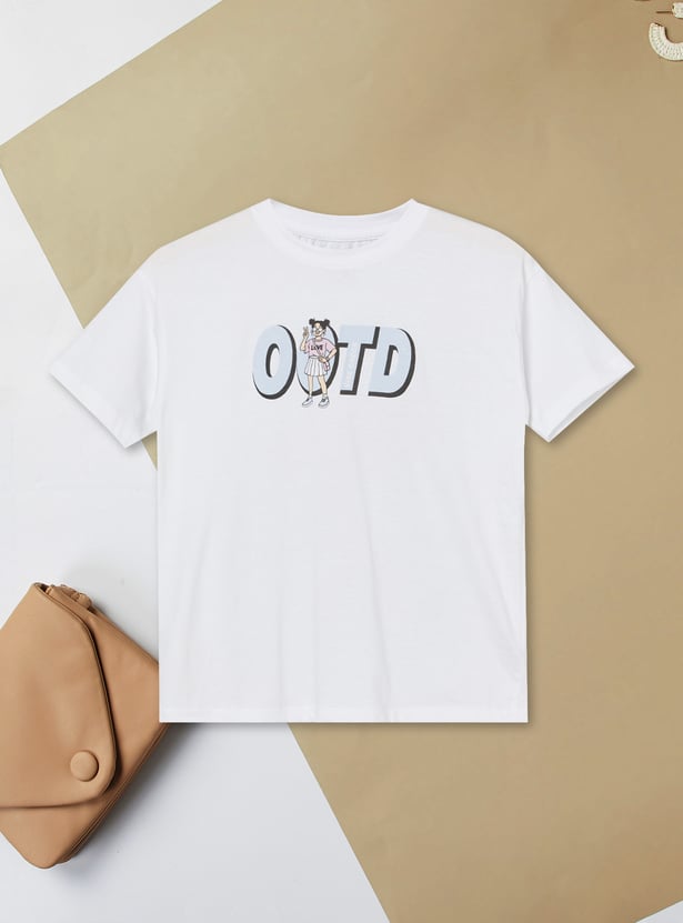 Girls Printed Oversized T-shirt
