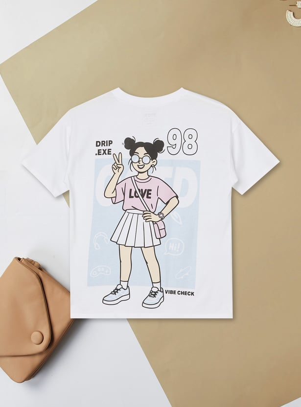 Girls Printed Oversized T-shirt