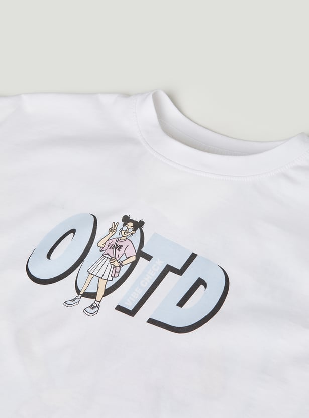 Girls Printed Oversized T-shirt