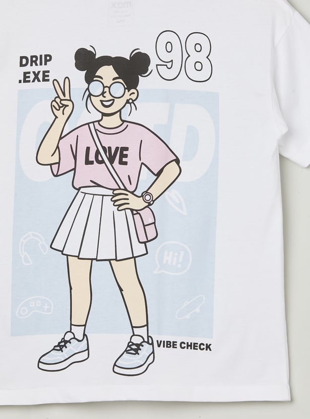 Girls Printed Oversized T-shirt