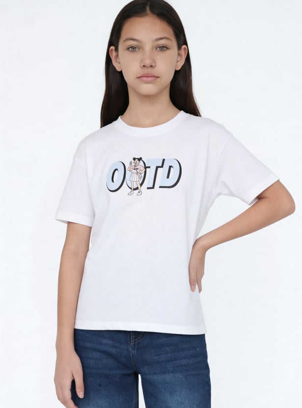 Girls Printed Oversized T-shirt