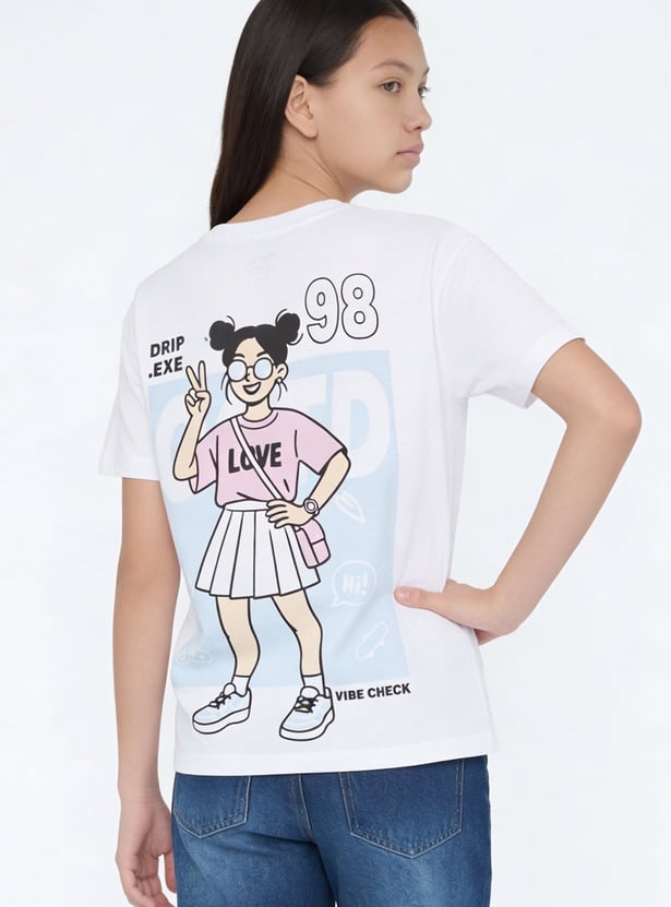Girls Printed Oversized T-shirt