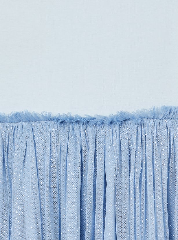 Girls Cinderella Print Tulle Dress