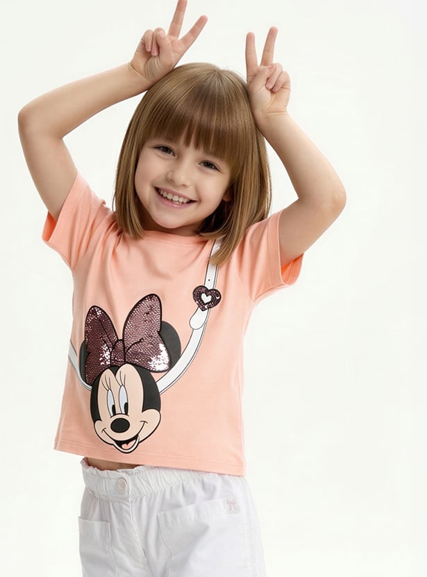 Girls Minnie Mouse Sequins T-shirt