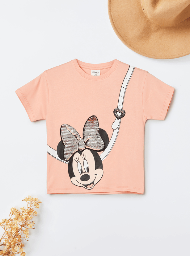 Girls Minnie Mouse Sequins T-shirt