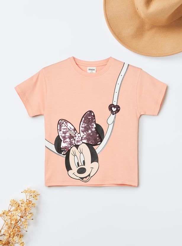 Girls Minnie Mouse Sequins T-shirt