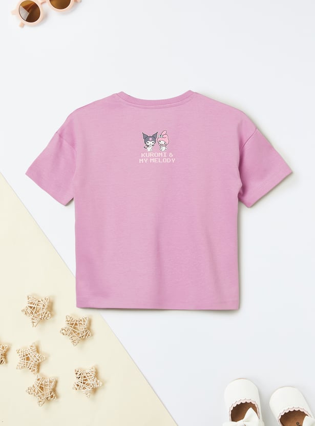 Girls Kuromi & My Melody Printed T-shirt