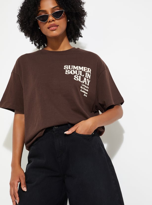 URB_N Women Printed Boxy Fit T-shirt
