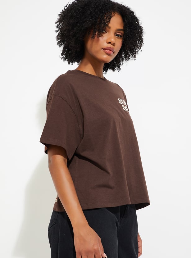 URB_N Women Printed Boxy Fit T-shirt