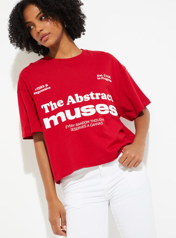 URB_N Women Printed Boxy Fit T-shirt