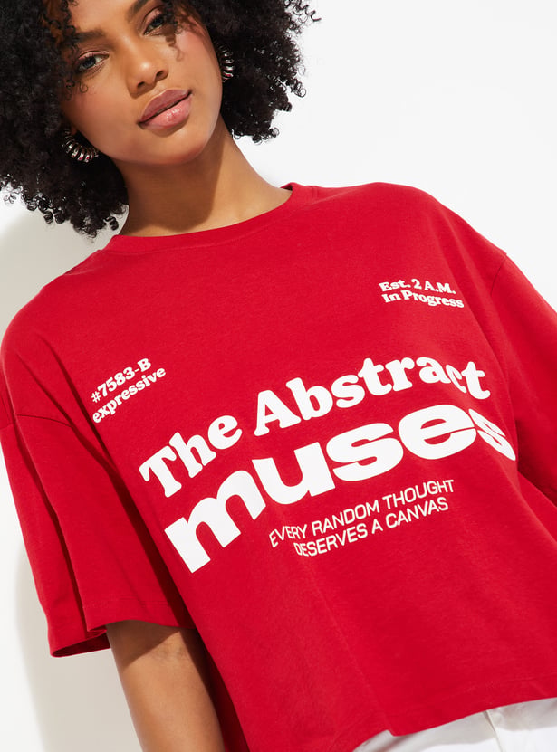 URB_N Women Printed Boxy Fit T-shirt