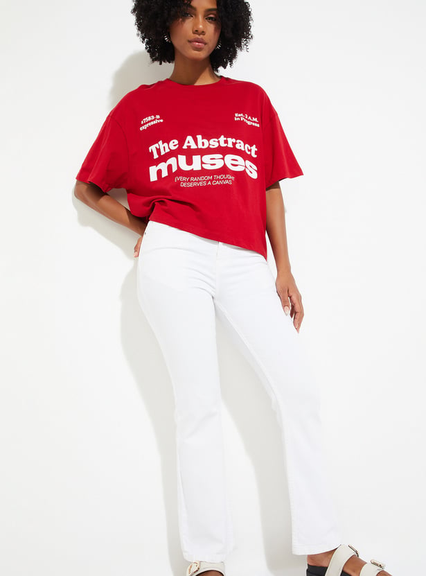 URB_N Women Printed Boxy Fit T-shirt