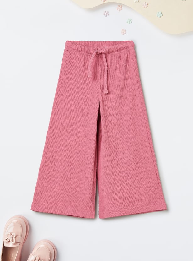 Girls Textured Wide Leg Trousers