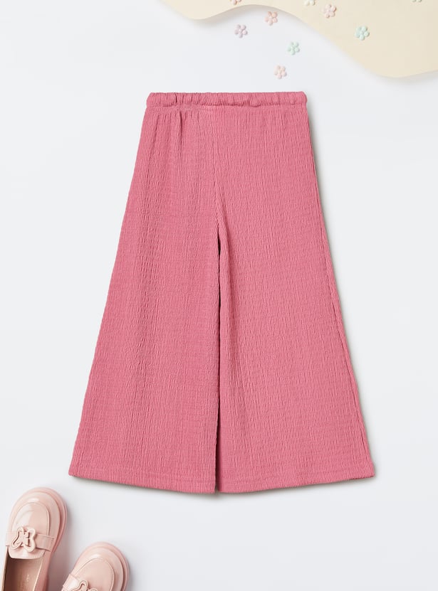 Girls Textured Wide Leg Trousers
