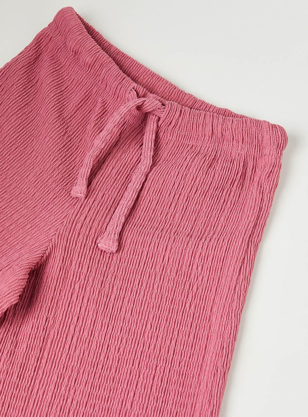 Girls Textured Wide Leg Trousers