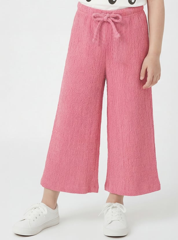Girls Textured Wide Leg Trousers