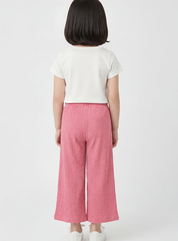 Girls Textured Wide Leg Trousers