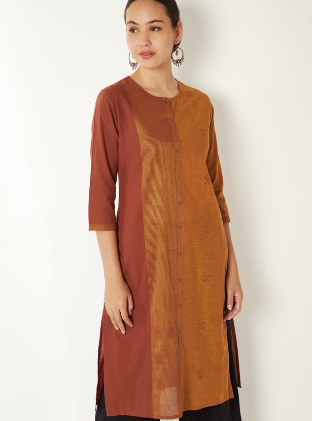 Women Colourblock Straight Kurta