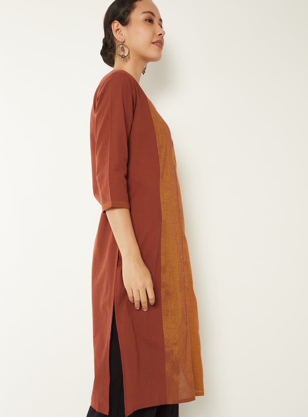 Women Colourblock Straight Kurta