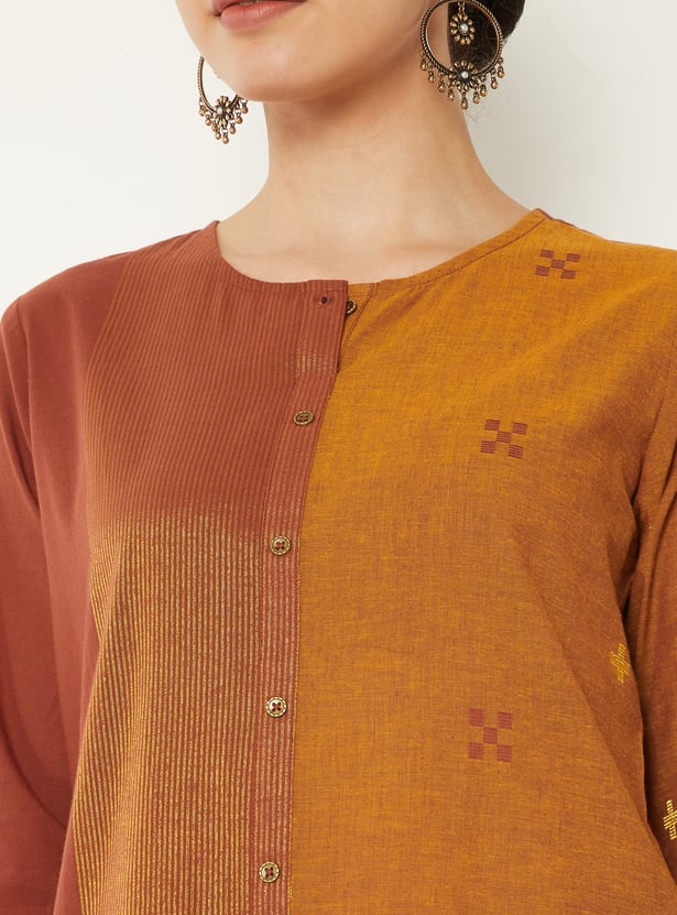 Women Colourblock Straight Kurta