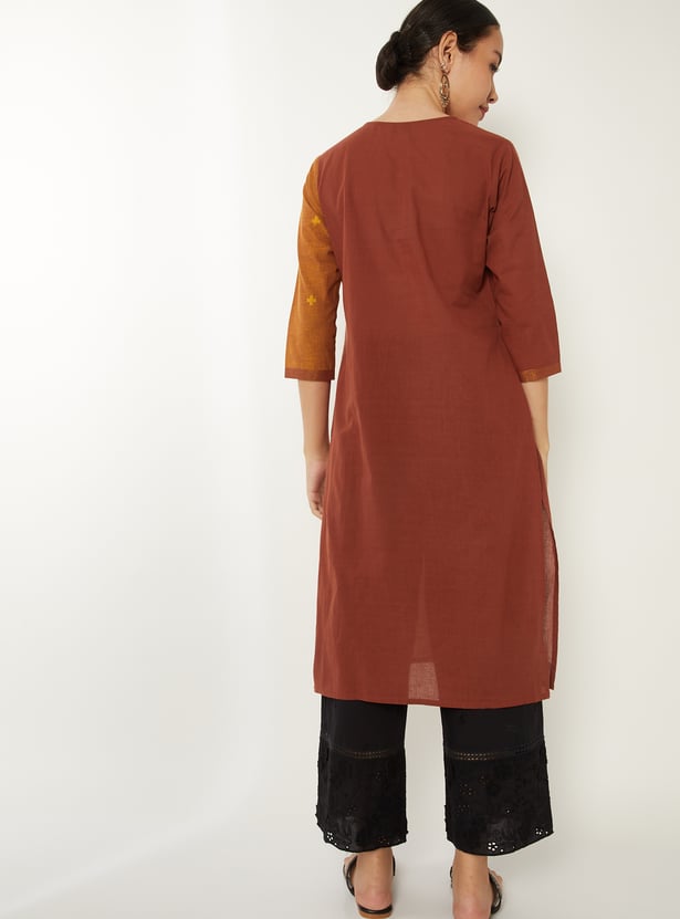 Women Colourblock Straight Kurta
