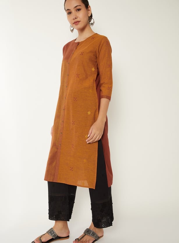 Women Colourblock Straight Kurta