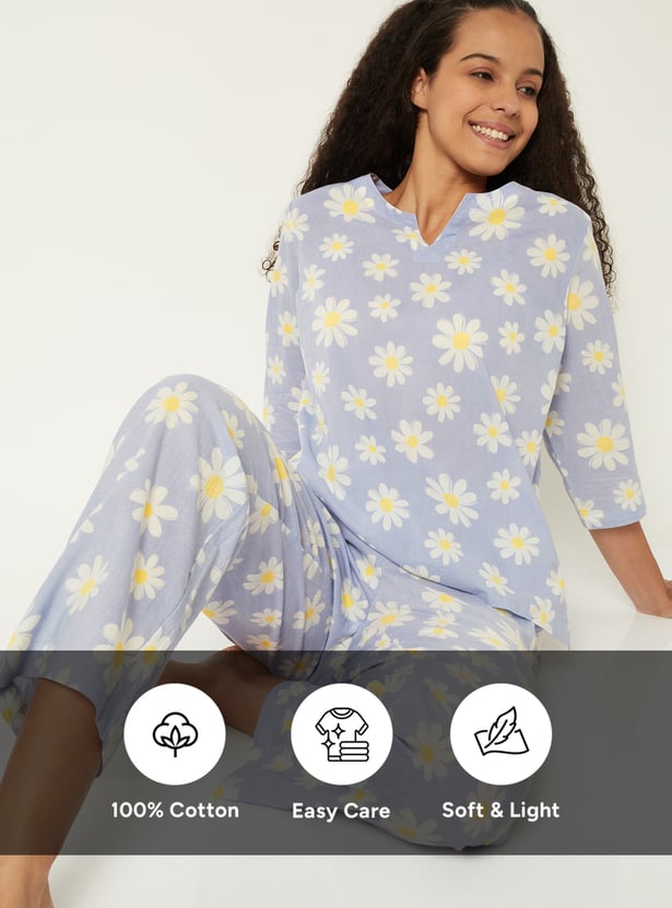 Women Pure Cotton Printed PJ Set