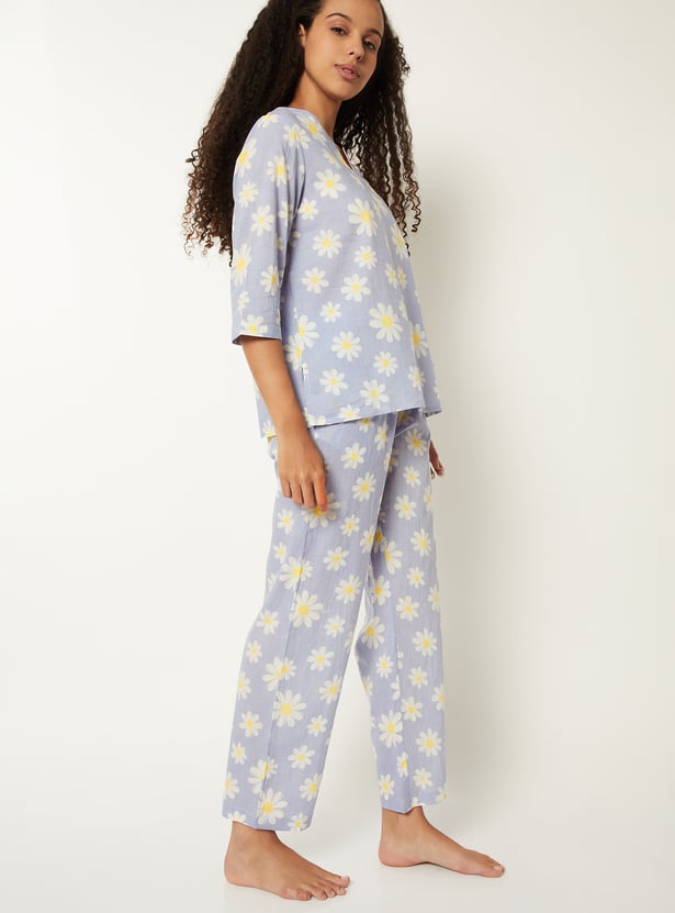 Women Pure Cotton Printed PJ Set
