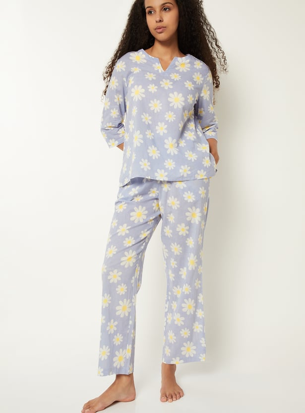 Women Pure Cotton Printed PJ Set