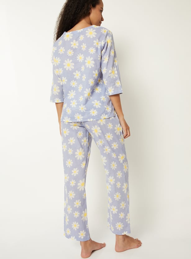 Women Pure Cotton Printed PJ Set