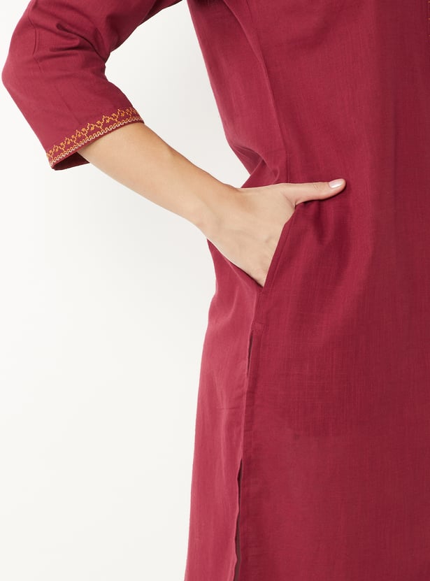 Women Embroidered Straight Kurta