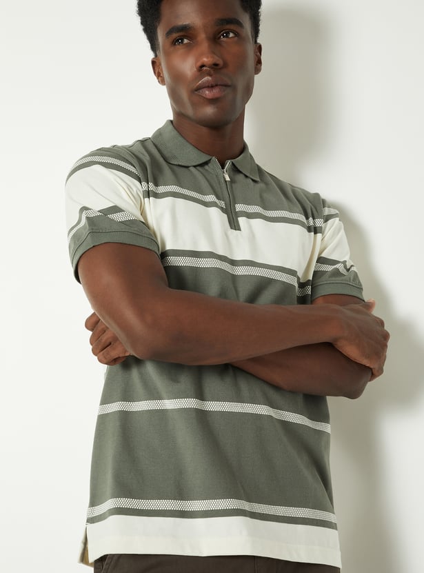 Men Striped Polo T-shirt