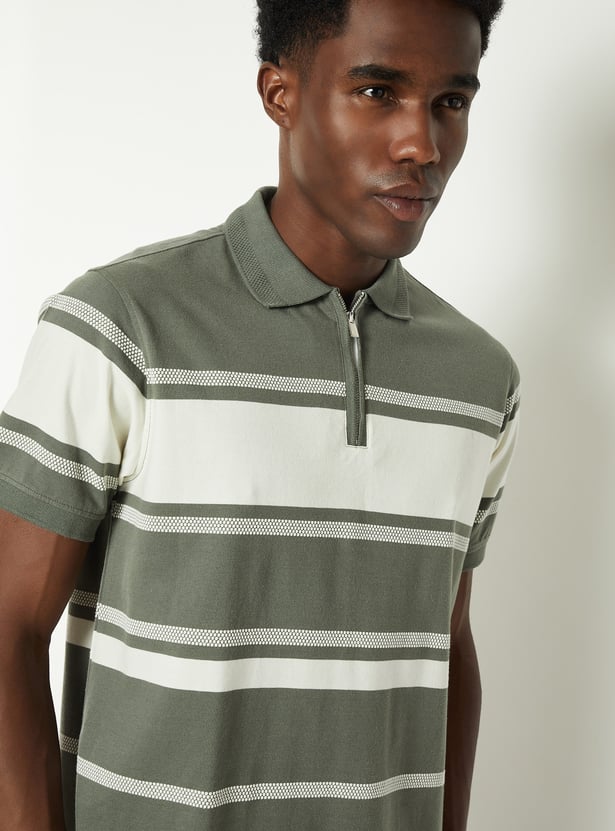 Men Striped Polo T-shirt