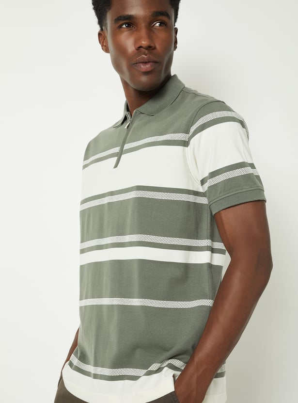 Men Striped Polo T-shirt