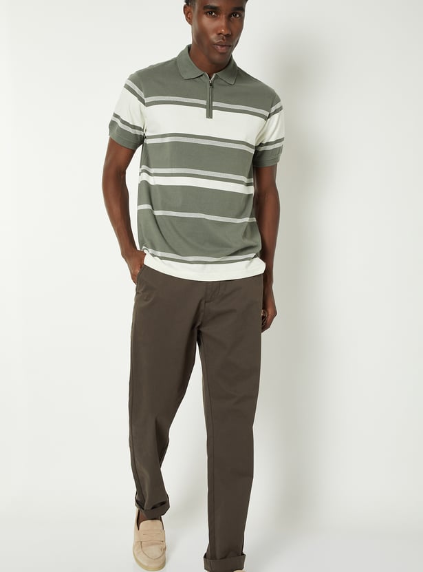Men Striped Polo T-shirt