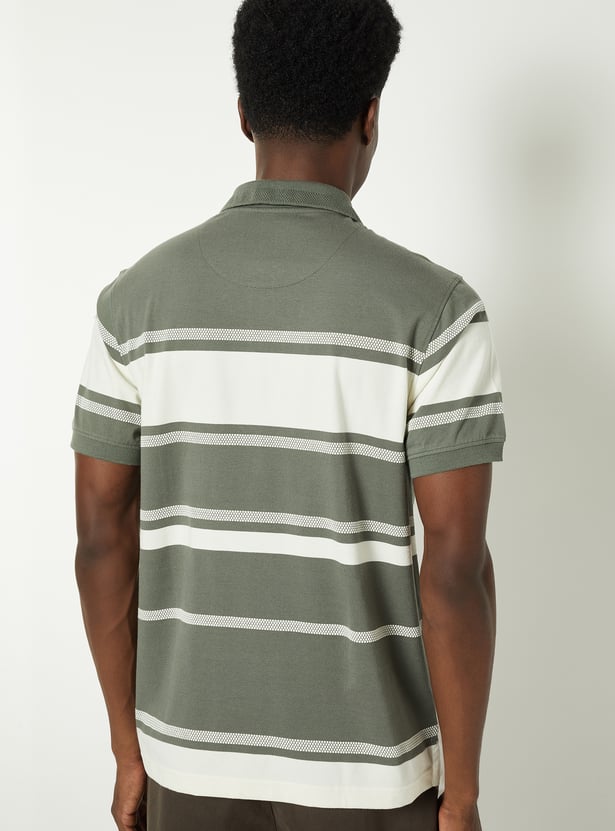 Men Striped Polo T-shirt
