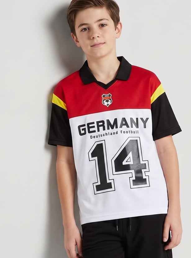 Boys Printed Johnny Collar T-shirt