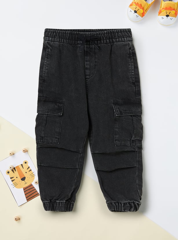 Boys Solid Cargo Joggers