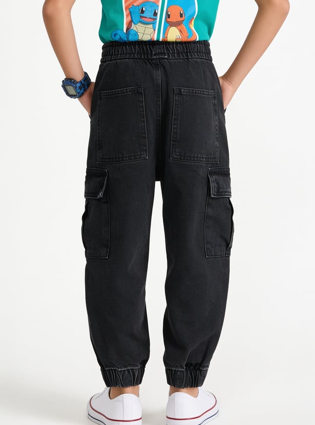 Boys Solid Cargo Joggers