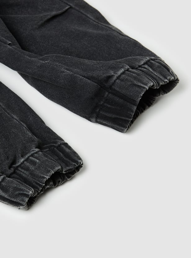 Boys Solid Cargo Joggers