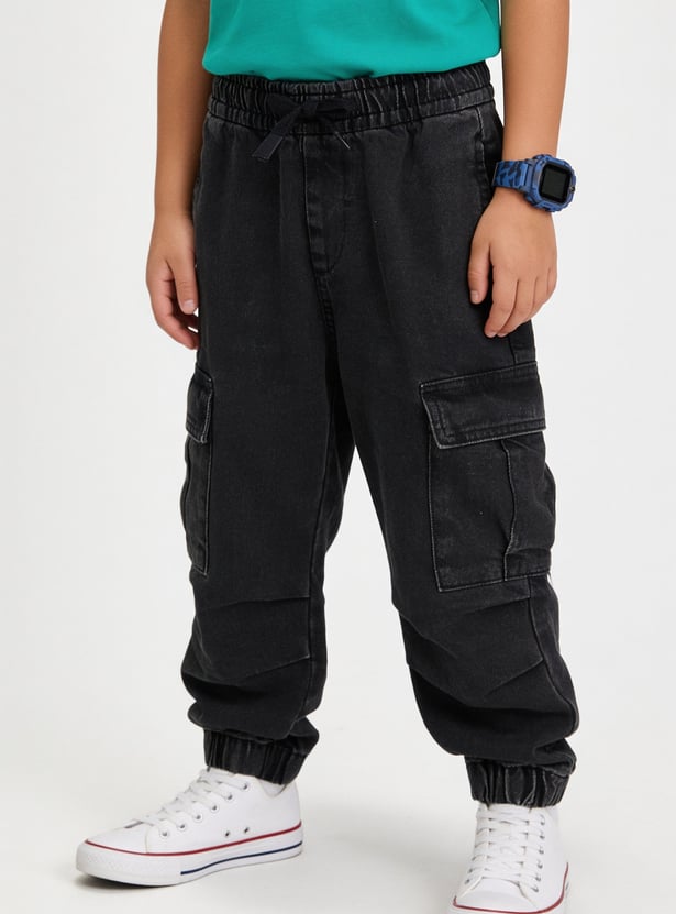 Boys Solid Cargo Joggers