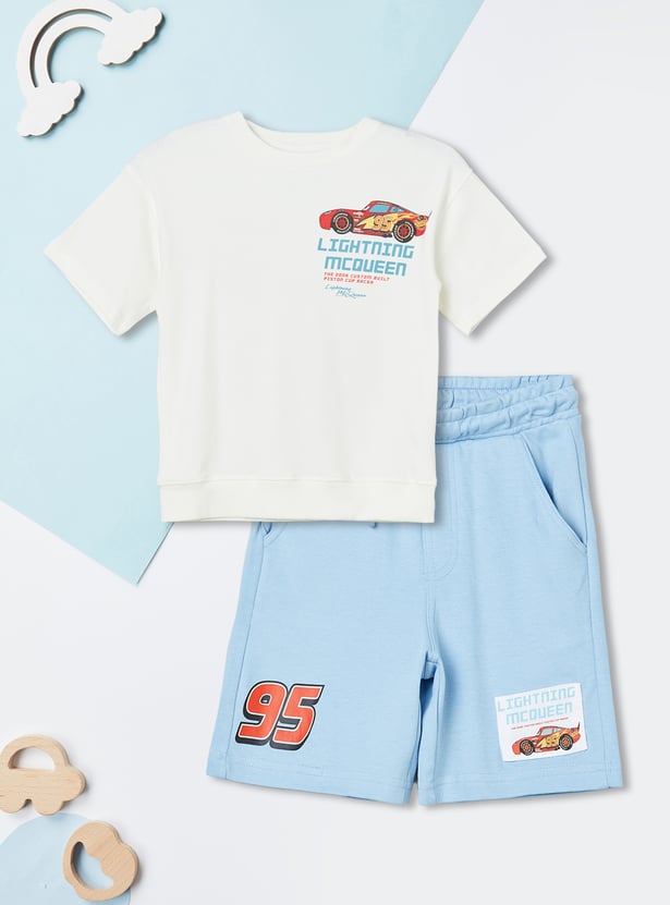 Boys Lightning McQueen Printed Shorts Set