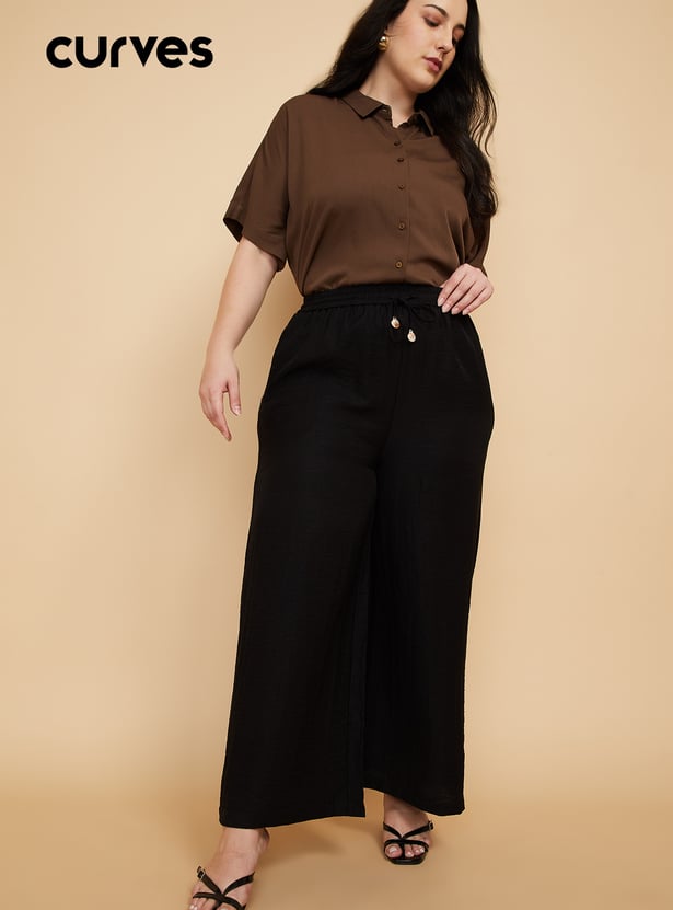 Women Solid Wide Leg Palazzos