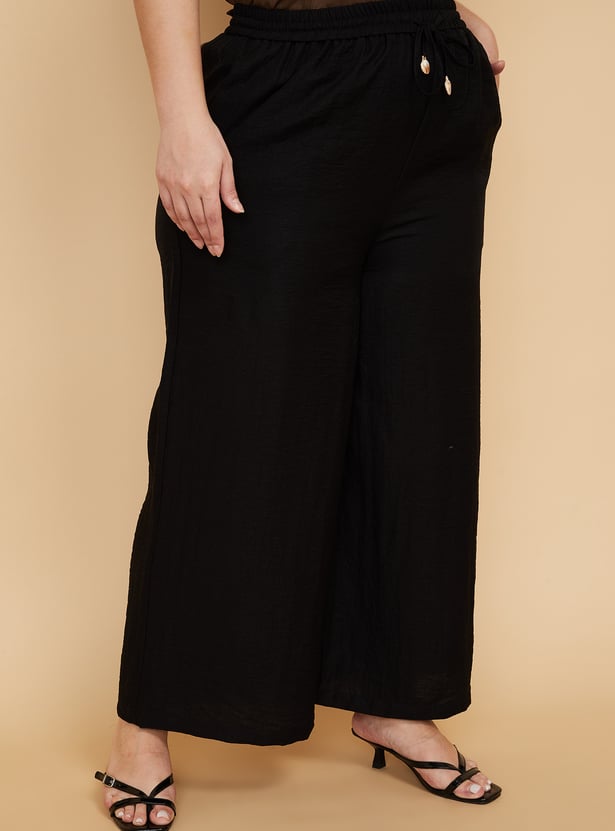 Women Solid Wide Leg Palazzos