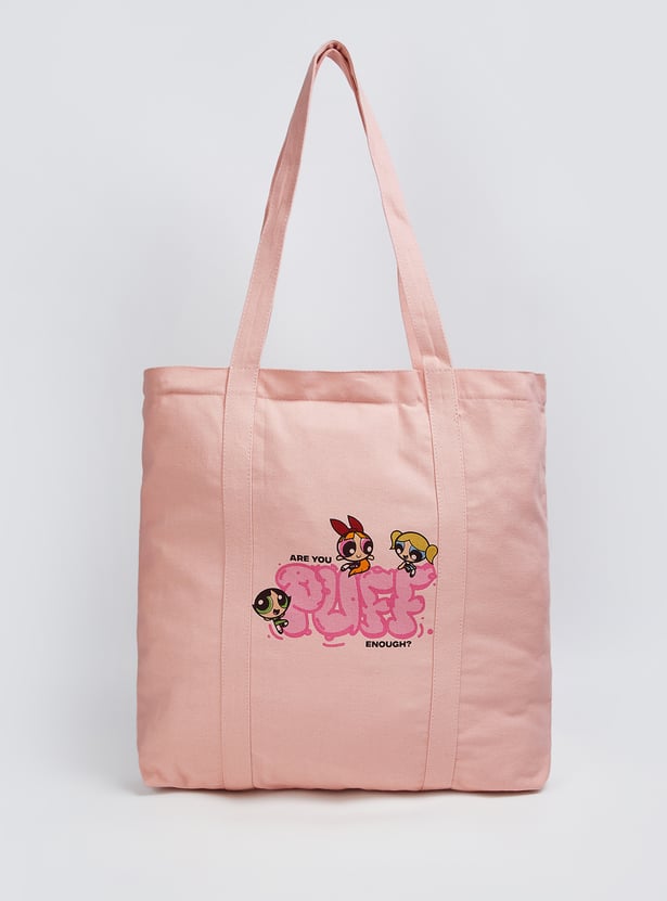 Women Powerpuff Print Shopper Bag