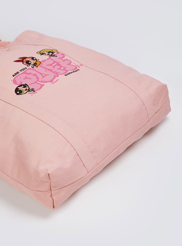 Women Powerpuff Print Shopper Bag
