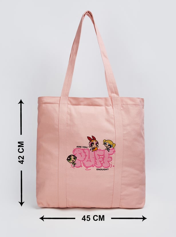 Women Powerpuff Print Shopper Bag